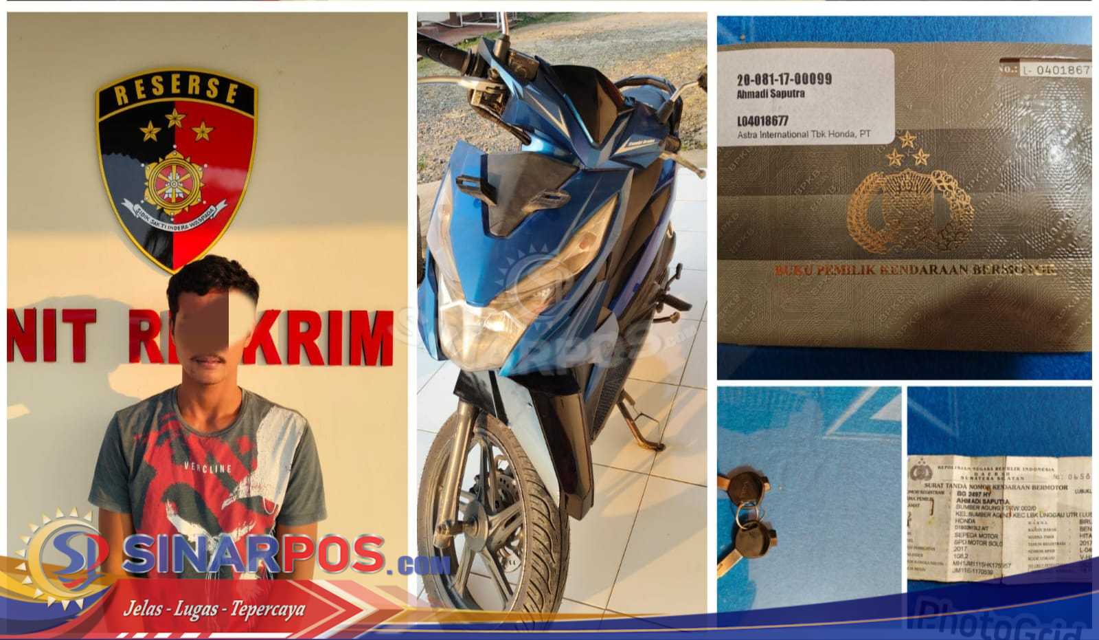 Tim Unit Reskrim Polsek Lubuk Linggau Utara I berhasil meringkus pelak membawa sepeda motor