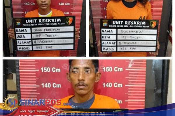 Unit Reskrim Polsek Medan Baru Berhasil Amankan Tiga  Pelaku Pencurian Berangkas Berisi Perhiasan Emas dan Mata Uang Asing
