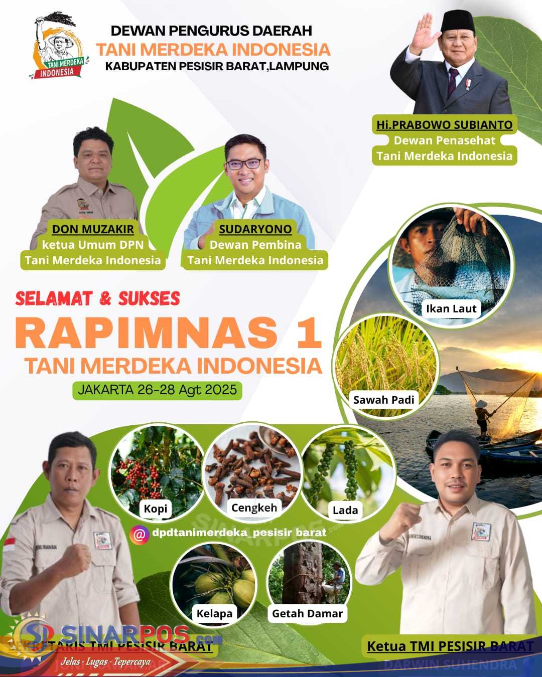 DPD Tani Merdeka Indonesia Pesibar, Siap Menghadiri Dan Menyukseskan RAPIMNAS 1 Tani Merdeka Indonesia, Wujudkan Swasembada Pangan