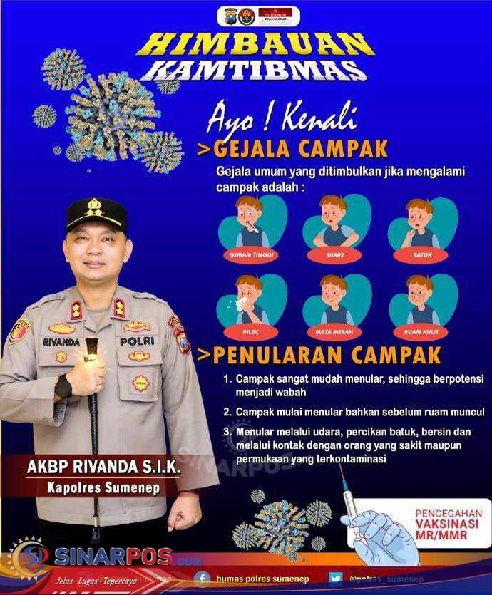 Polres Sumenep Ajak Masyarakat Waspada Campak, Kenali Gejala dan Lakukan Pencegahan Polres Sumenep Ajak Masyarakat Waspada Campak, Kenali Gejala dan Lakukan Pencegahan