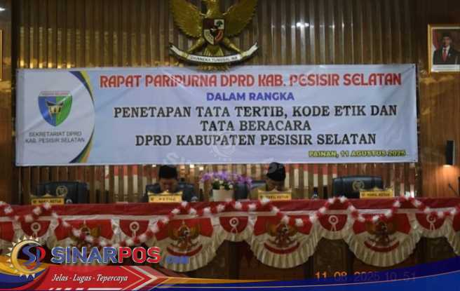 DPRD Pesisir Selatan Gelar Rapat Paripurna Penetapan Tatib, Kode Etik, dan Tata Beracara