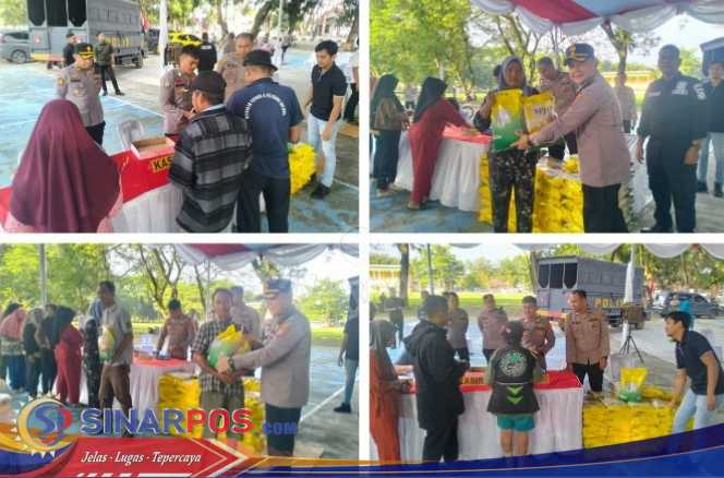 Polres Langkat Gelar Gerakan Pangan Murah, 16 Ton Beras SPHP Ludes