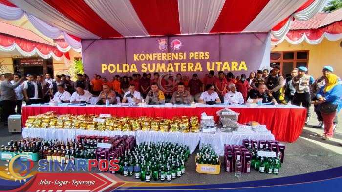 Polda Sumut,Polres Langkat dan Binjai Ungkap 429 Kasus Narkoba: Sita 206 Kg Sabu, 9000 Happy Five dan 170 Gram Kokain Serta 534 TSK Diringkus