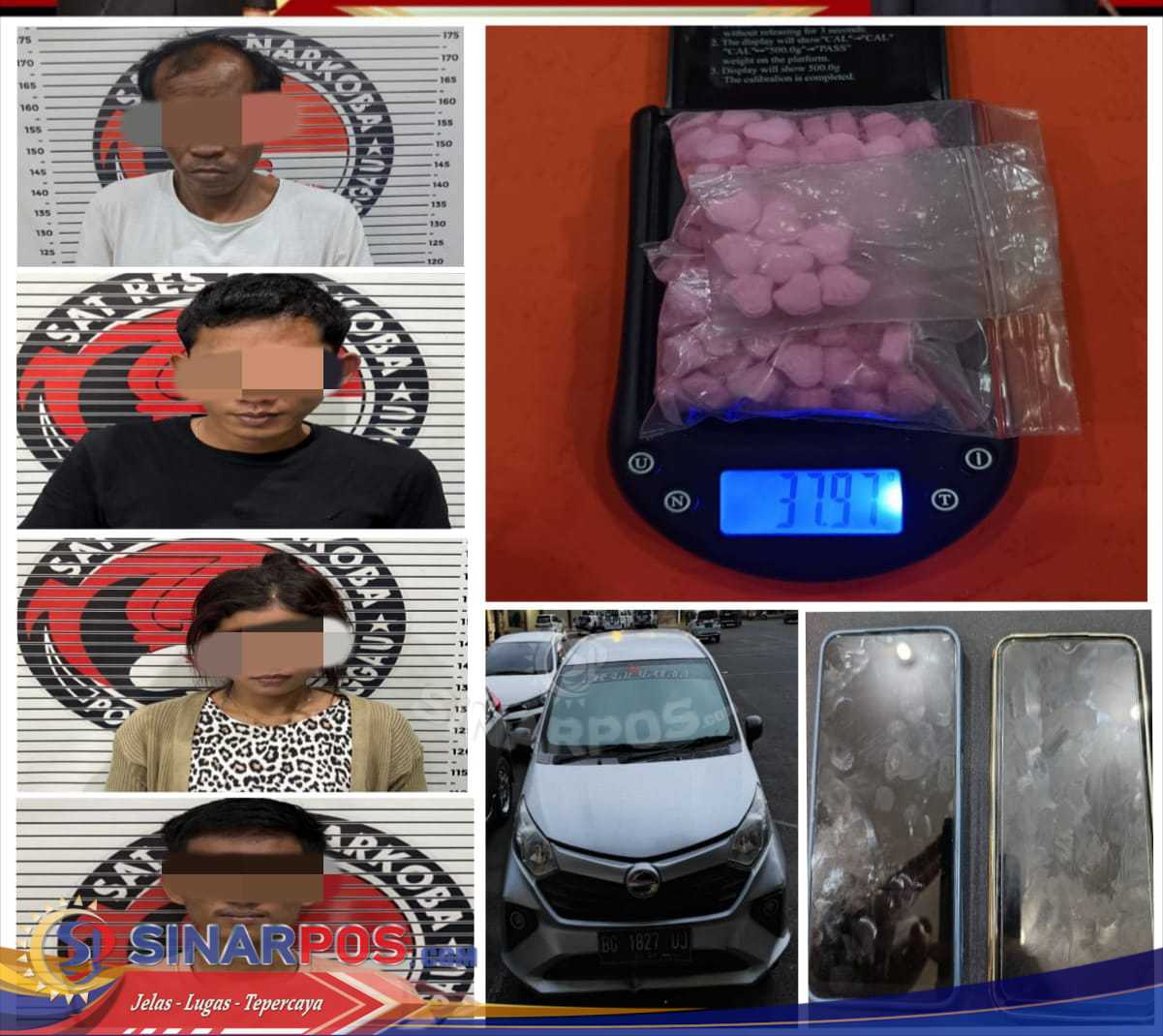 Reserse narkoba berhasil meringkus empat orang pelaku sekaligus menyita 108 butir pil ekstasi. Reserse narkoba berhasil meringkus empat orang pelaku sekaligus menyita 108 butir pil ekstasi.