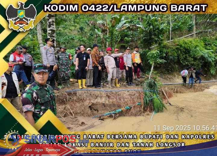 Dandim 0422/Lampung Barat Bersama Bupati & Kapolres Tinjau Lokasi Banjir dan Tanah Longsor di Kecamatan Suoh