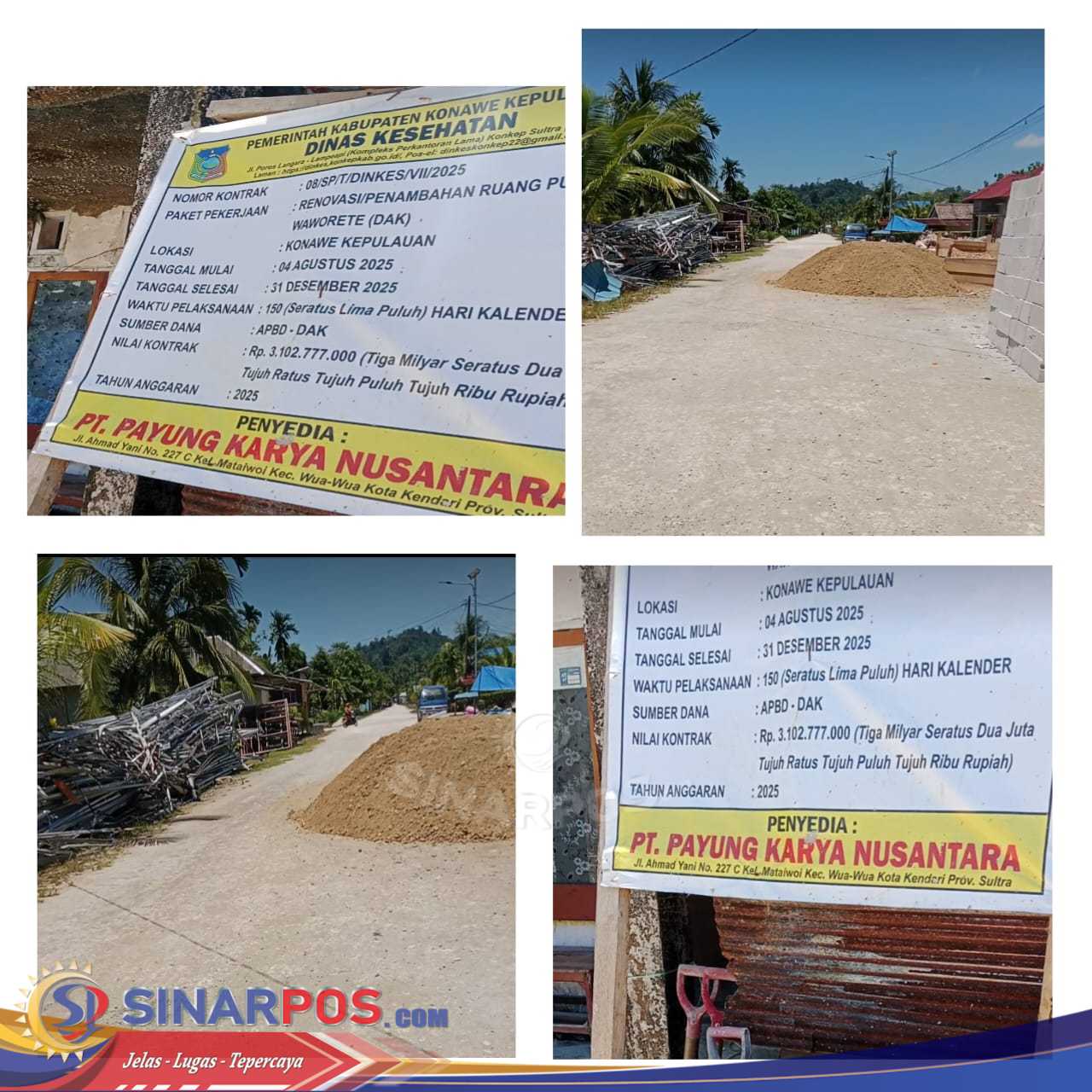 Diduga Material Proyek Ditumpuk di Bahu Jalan, LIRA Konkep Soroti Pelaksanaan Renovasi Puskesmas Waworete
