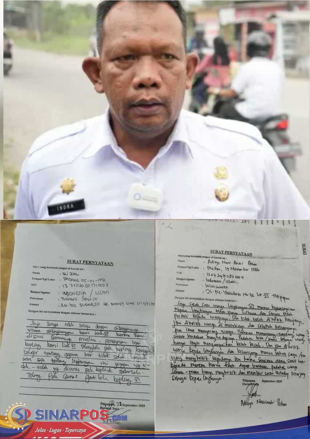 Ingin Konfirmasi Surat Pernyataan Warga Lingkungan 6 Kelurahan Titipapan Terkait Proses Pencopotan Kepling, Camat Medan Deli Indra Utama Tidak Kooperatif dengan Insan Pers