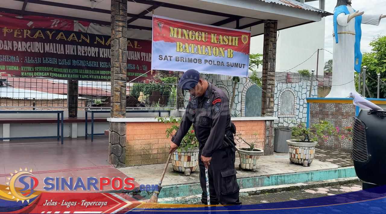 Satuan Brimob Polda Sumut Tebar Kepedulian Melalui “Minggu Kasih” di Gereja HKI Resort Khusus Asuhan Stadion — Wujud Nyata Bhakti Brimob untuk Nusa dan Bangsa
