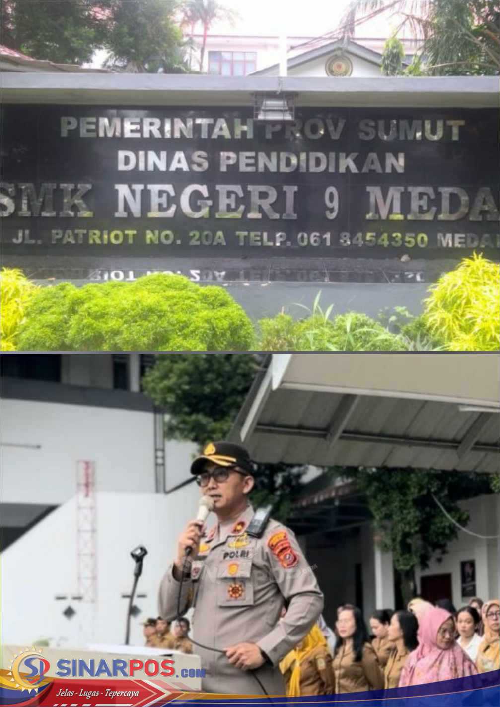 Kapolsek Sunggal Sambangi SMKN 9 Medan, Bambang Gunanti Hutabarat: Jauhi Hal-hal yang Tidak Bermanfaat Mari Bangun Motivasi Positif