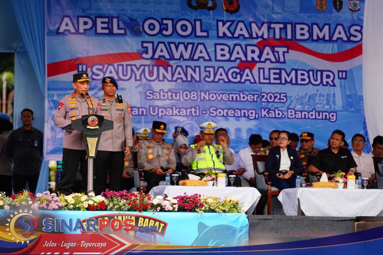 Kapolri Pimpin Apel Ojol Kamtibmas di Jabar: Bersatu Padu Jaga Keamanan