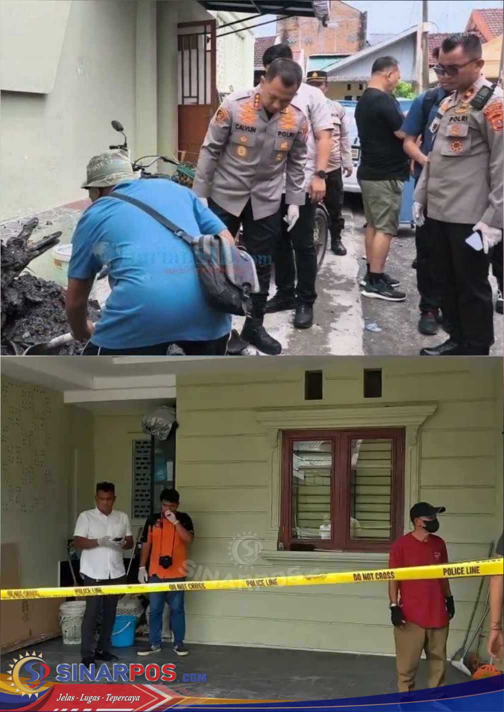 Polda Sumut dan Polrestabes Medan Olah TKP Kebakaran Rumah Hakim Tipikor Khamazaro Waruwu di Medan Selayang