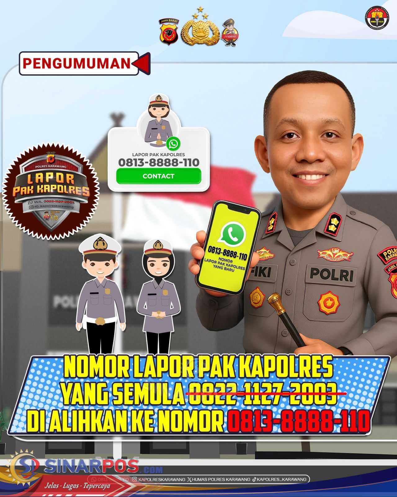 Polres Karawang Luncurkan Nomor WA Baru “Lapor Pak Kapolres” untuk Pengaduan Masyarakat Polres Karawang Luncurkan Nomor WA Baru “Lapor Pak Kapolres” untuk Pengaduan Masyarakat