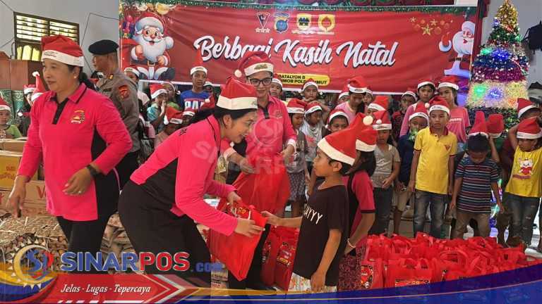 Brimob Polda Sumut Berbagi Kasih Natal bagi Korban Bencana di Tapanuli Utara