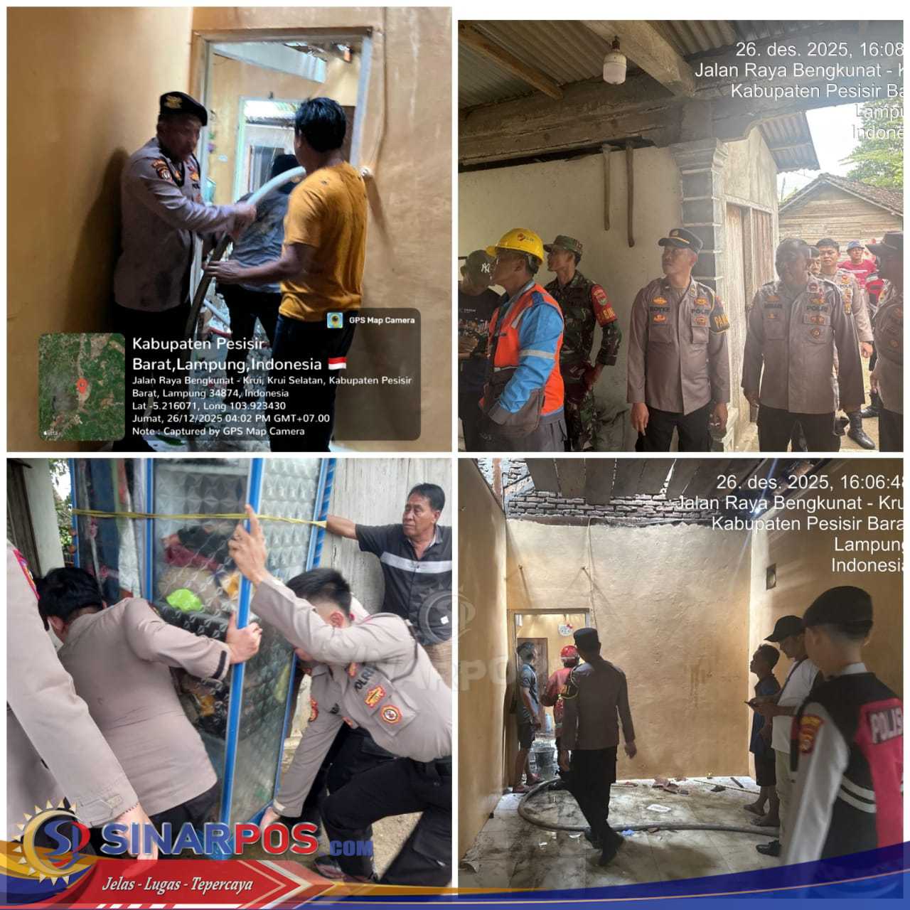 Polres Pesisir Barat Bantu Tangani Kebakaran Rumah di Pekon Pemerihan