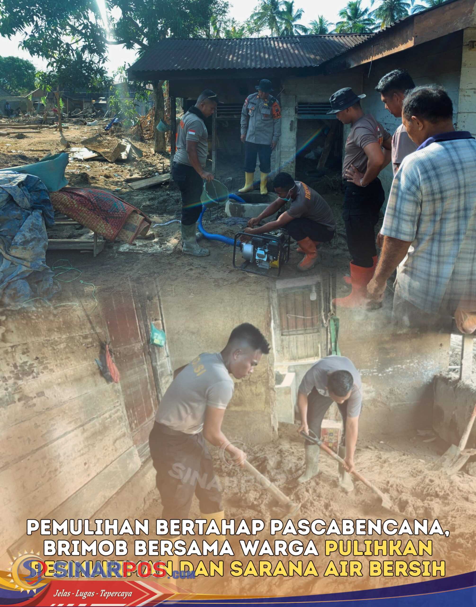 Pemulihan Bertahap Pascabencana, Brimob Bersama Warga Pulihkan Permukiman dan Sarana Air Bersih