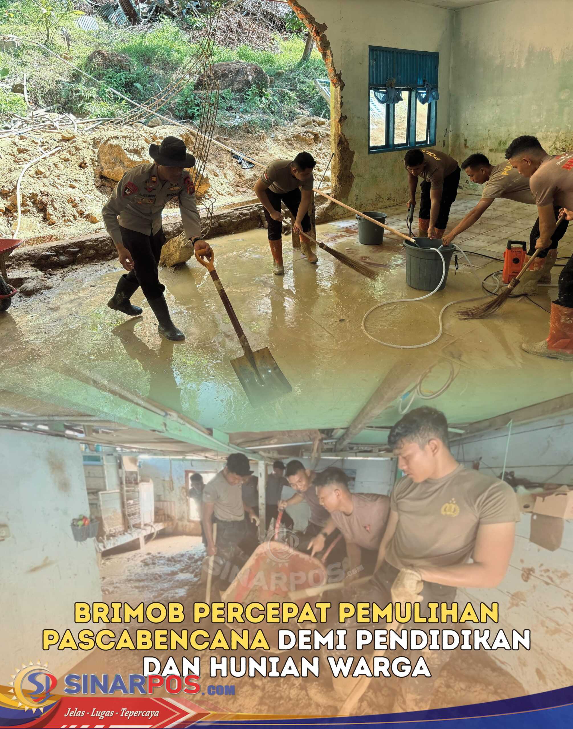 Brimob Percepat Pemulihan Pascabencana Demi Pendidikan dan Hunian Warga