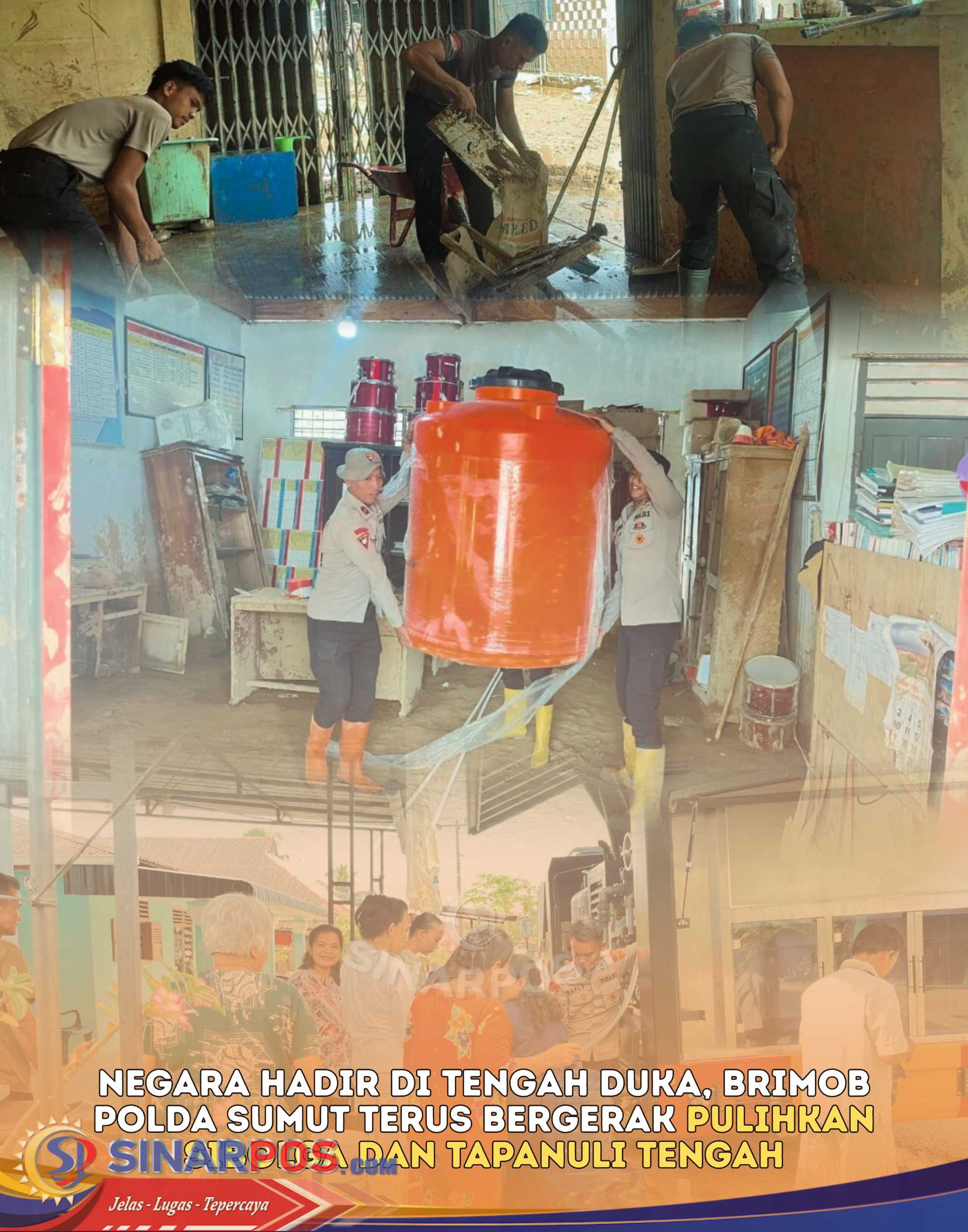 Negara Hadir di Tengah Duka, Brimob Polda Sumut Terus Bergerak Pulihkan Sibolga dan Tapanuli Tengah