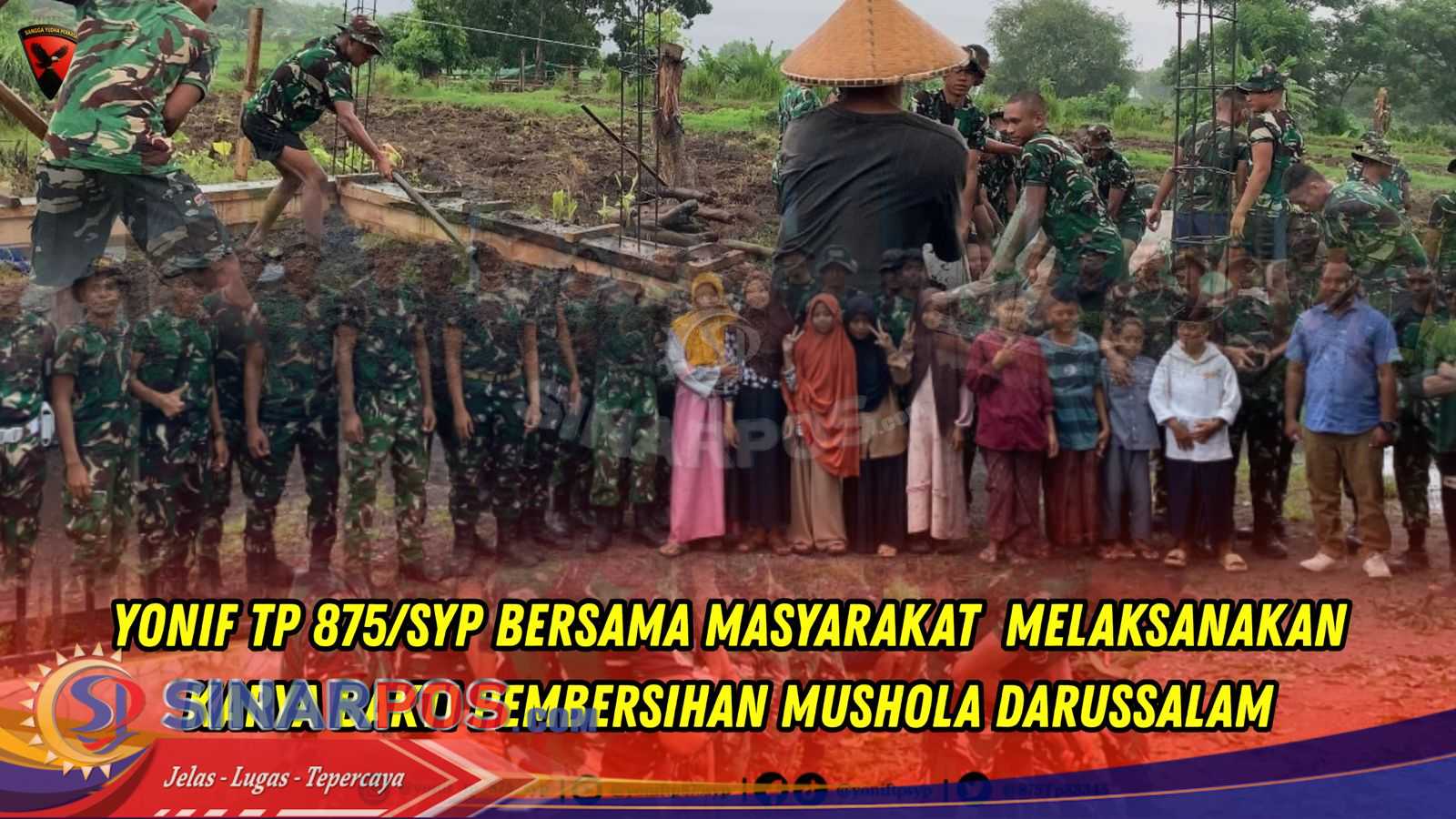 Wujud Sinergi TNI dan Warga, Yonif TP 875/SYP Bangun Mushola Darussalam