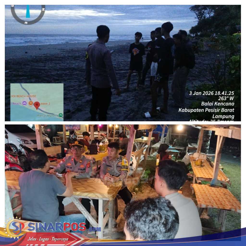 Polres Pesisir Barat Lakukan Upaya Pencarian Korban Tenggelam di Pantai Mandiri