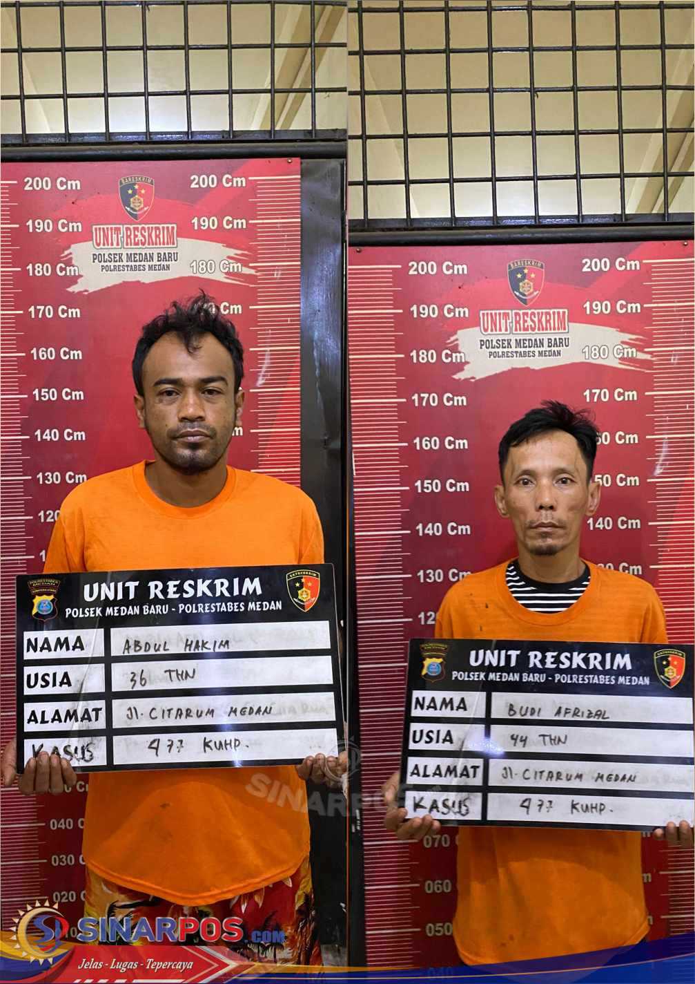Polsek Medan Baru Ringkus 2 Pelaku Rayap Besi di Kecamatan Medan Petisah