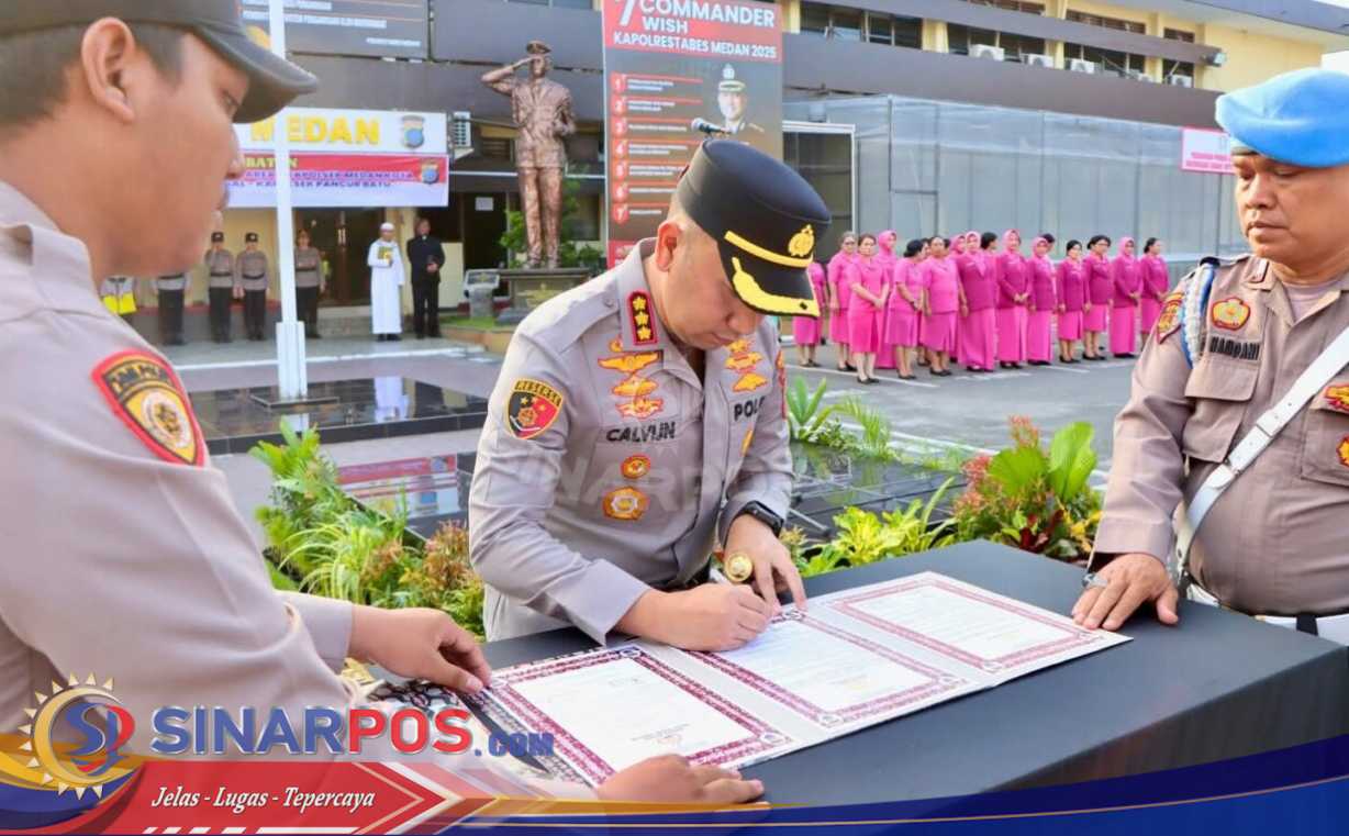 Kapolrestabes Medan Pimpin Upacara Sertijab Kapolsek dan PJU, Salah Satunya Kasi Humas