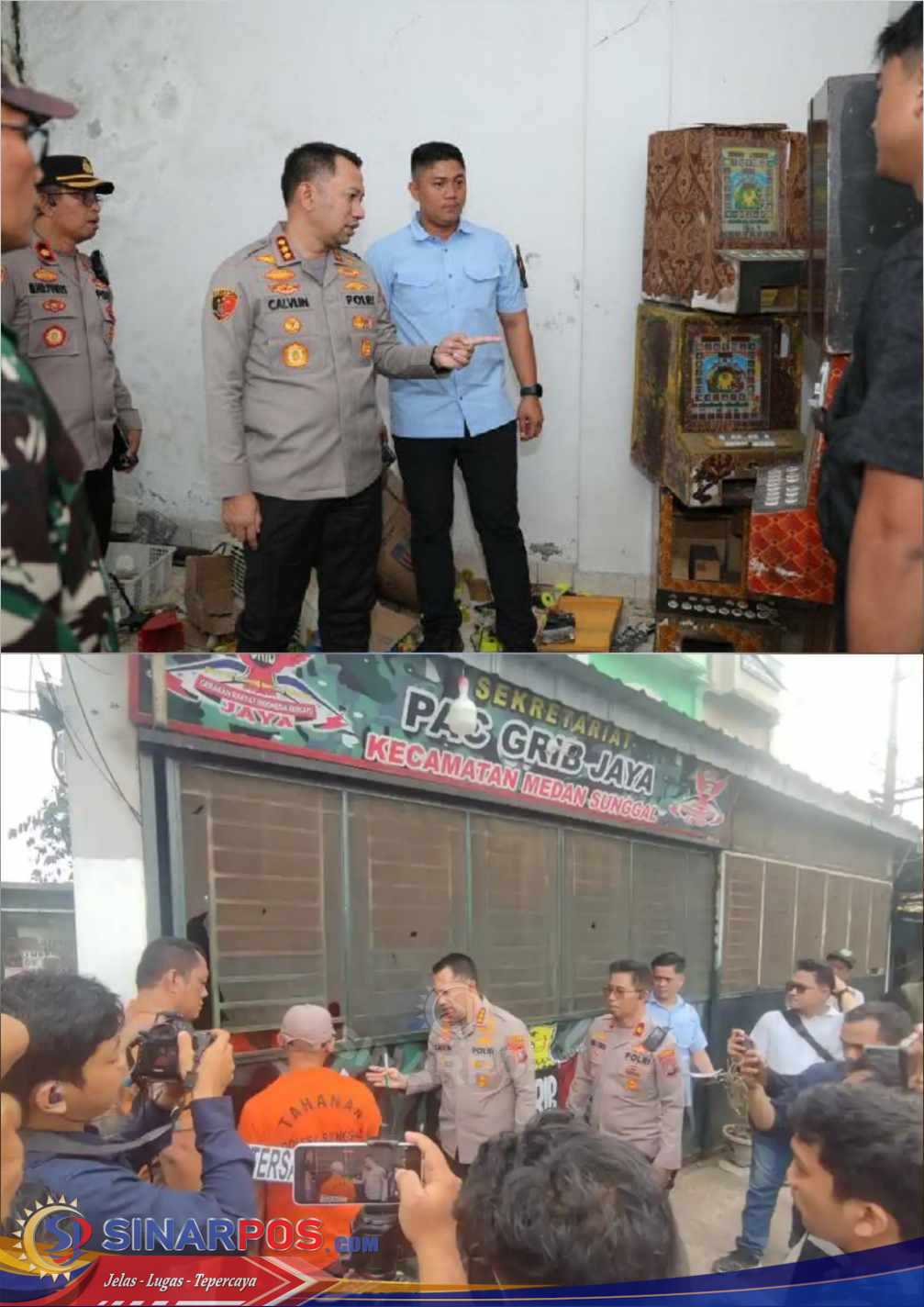 Polrestabes Medan dan Polsek Sunggal Gelar Pra-Rekontruksi Ungkap Perjudian dan Mesin Jackpot di Markas PAC Grib Jaya