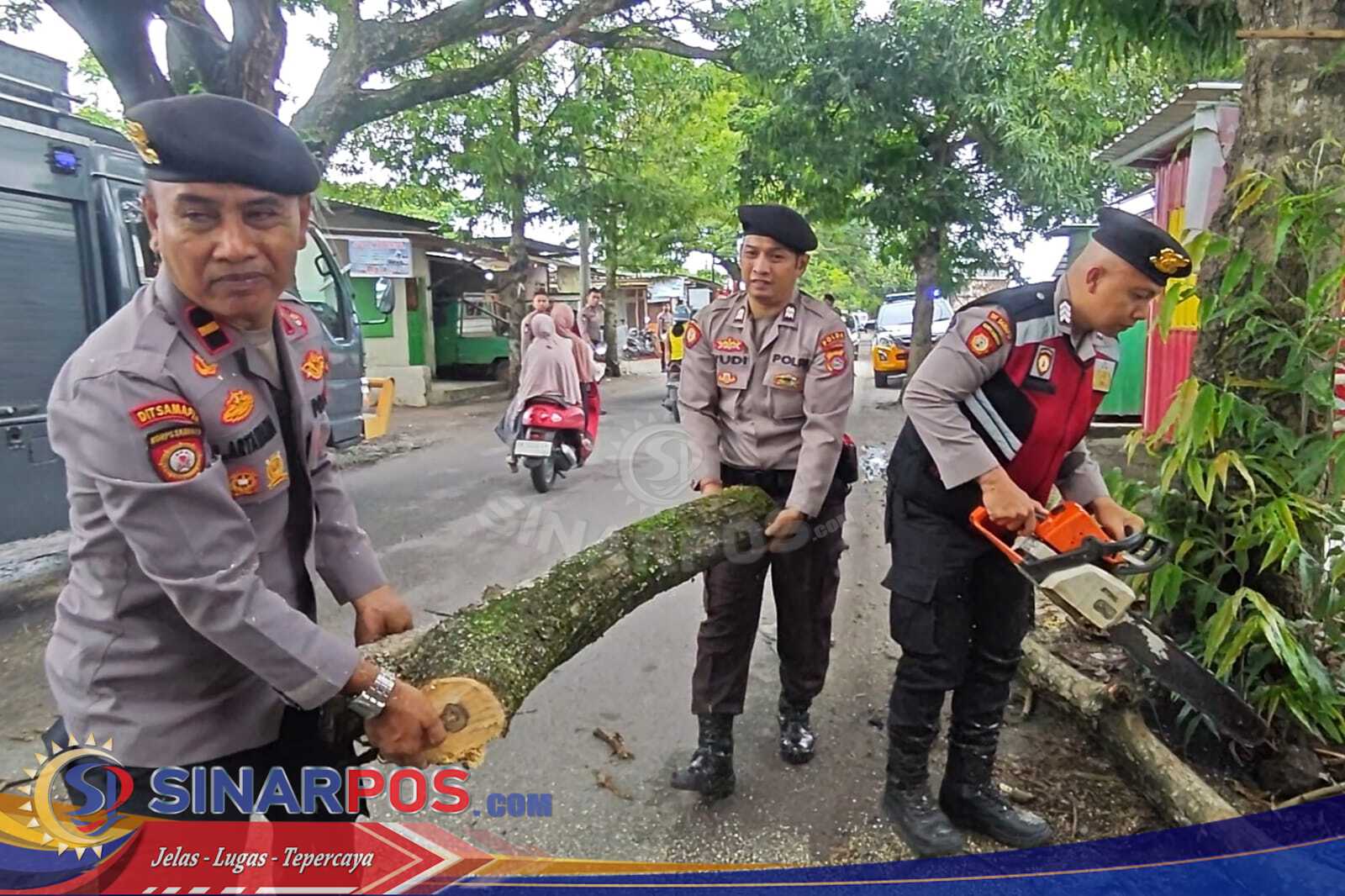 PATROLI SIGAP UNIT PAMMAT SUBDIT GASUM DIT SAMAPTA POLDA NTB EVAKUASI POHON TUMBANG DI SEKARBELA MATARAM