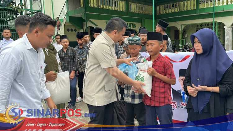 HUT ke-18 Gerindra!! Wakil Ketua DPRD Medan Zulkarnaen Serahkan 200 Paket Sembako di Panti Asuhan Bani Adam Kelurahan Mabar