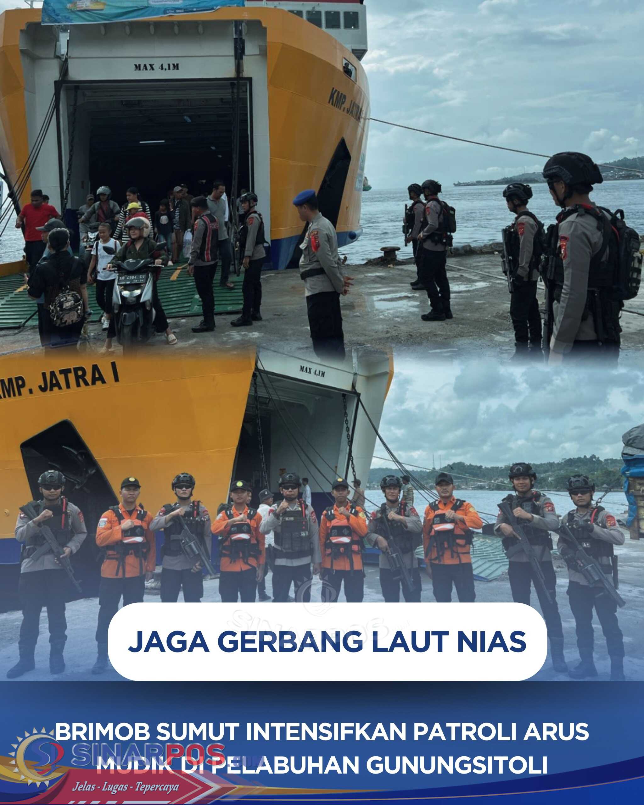 Jaga Gerbang Laut Nias, Brimob Sumut Intensifkan Patroli Arus Mudik di Pelabuhan Gunungsitoli