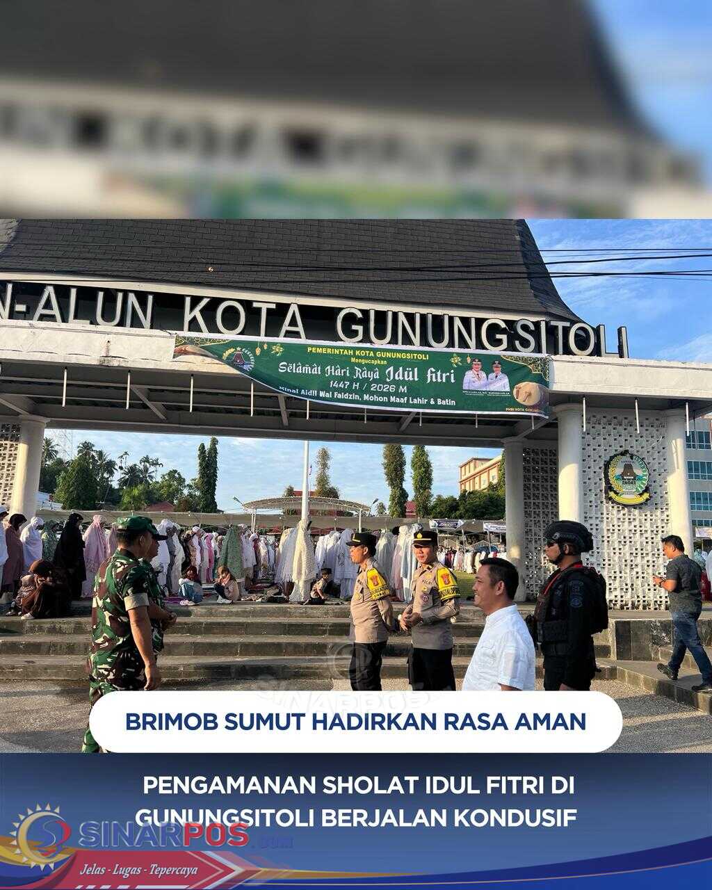 Brimob Sumut Hadirkan Rasa Aman, Pengamanan Sholat Idul Fitri di Gunungsitoli Berjalan Kondusif