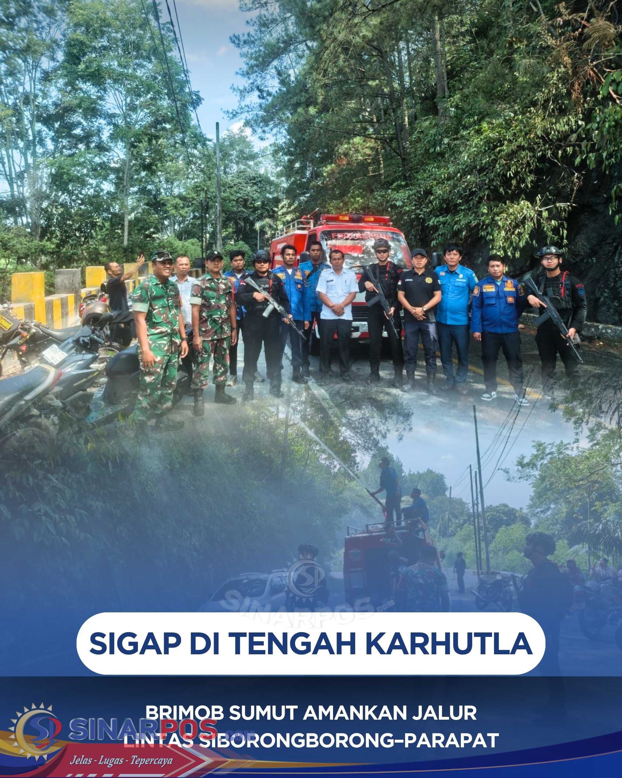 Sigap di Tengah Karhutla, Brimob Sumut Amankan Jalur Lintas Siborongborong–Parapat