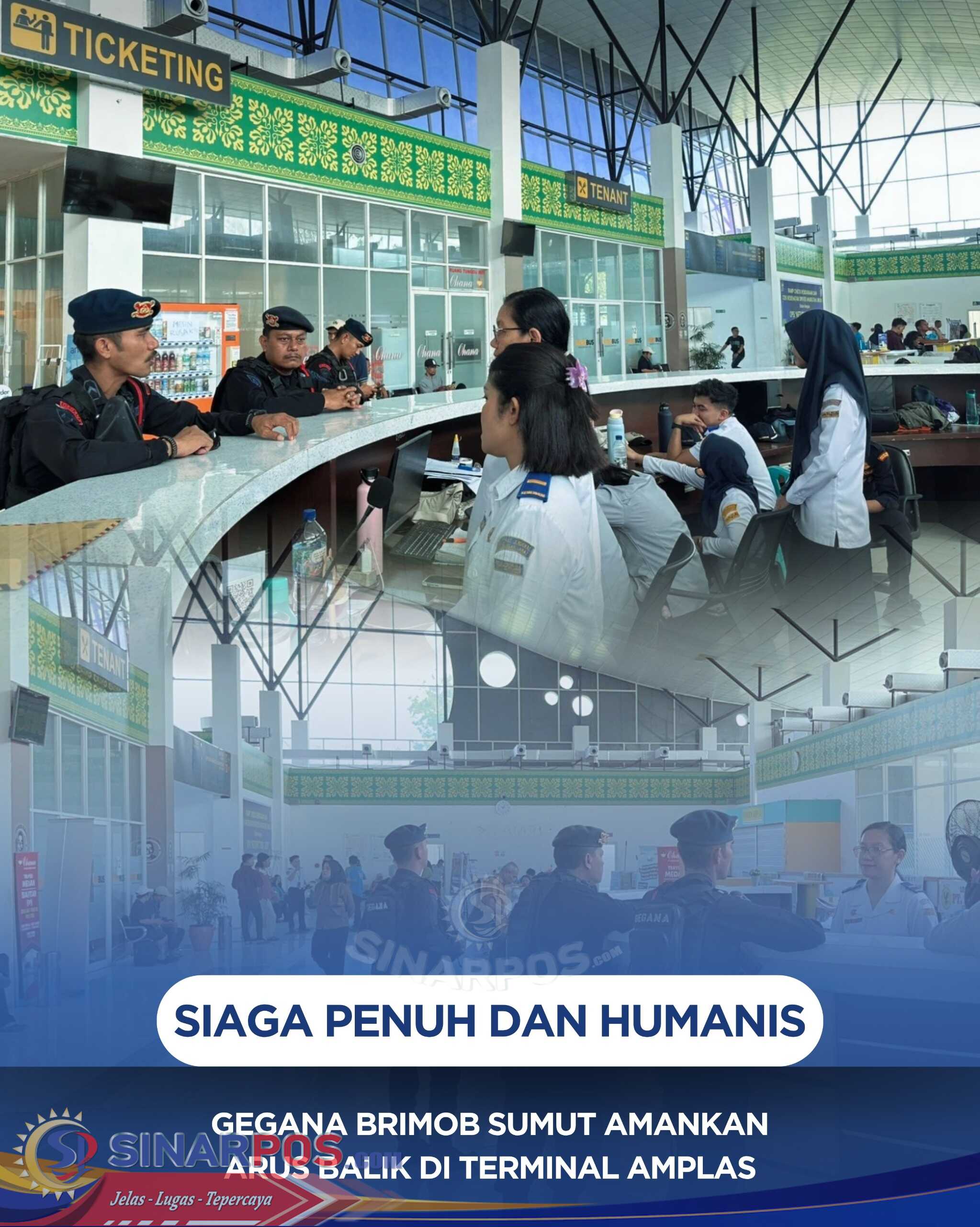 Siaga Penuh dan Humanis, Gegana Brimob Sumut Amankan Arus Balik di Terminal Amplas