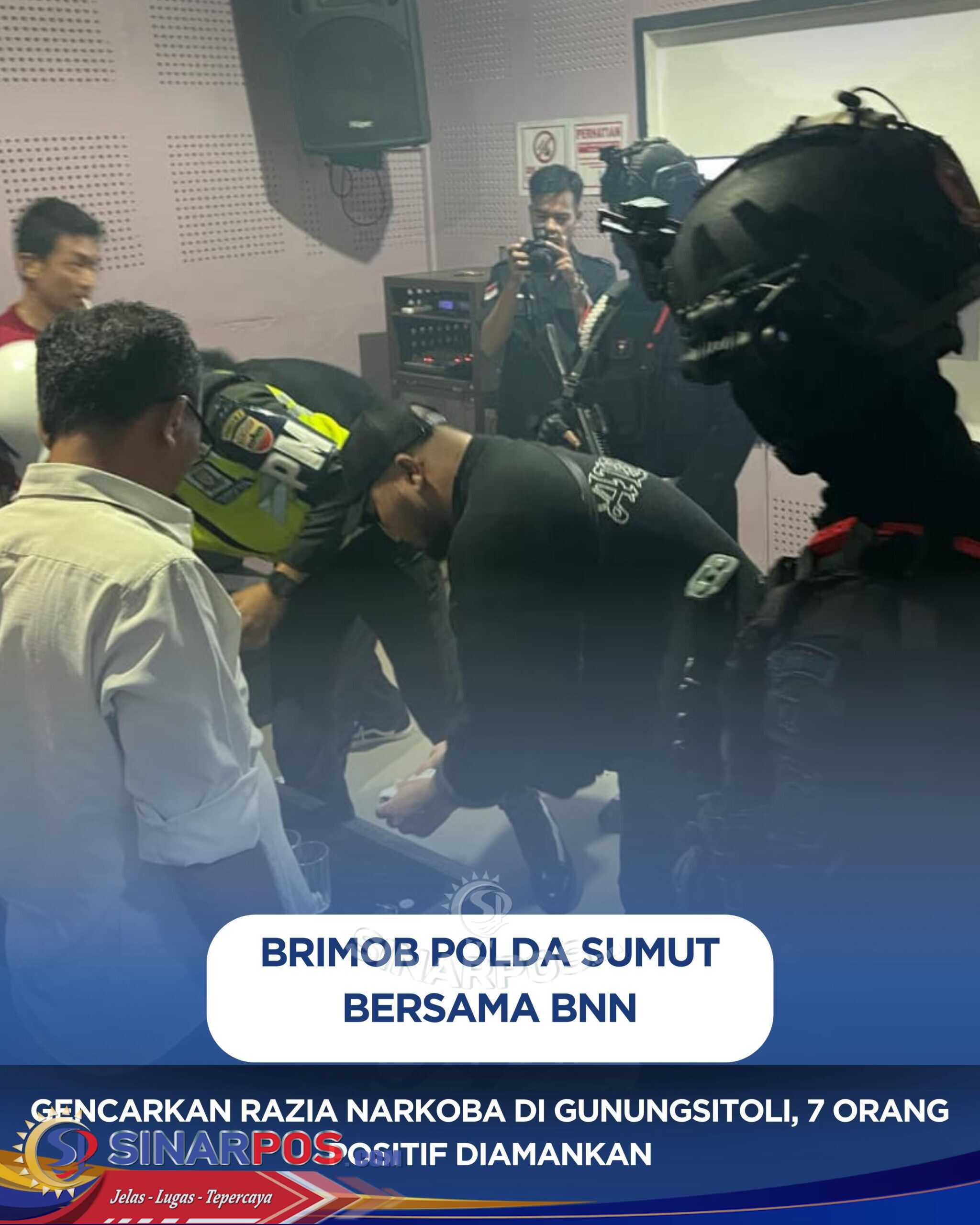 Brimob Polda Sumut Bersama BNN Gencarkan Razia Narkoba di Gunungsitoli, 7 Orang Positif Diamankan