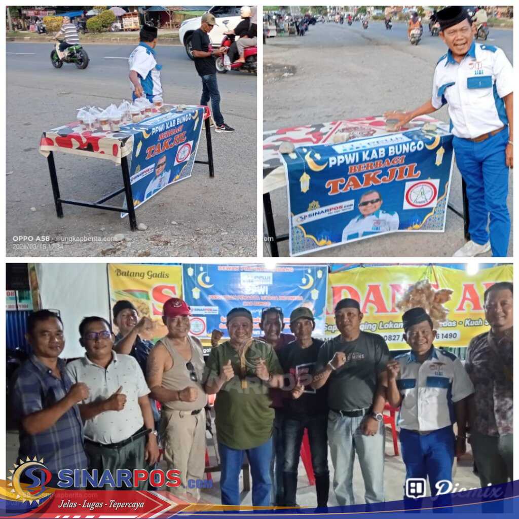 Puluhan Wartawan di Bungo Bersatu, SINARPOS.com dan PPWI Gelar Aksi Sosial Berbagi Takjil di Bulan Ramadhan