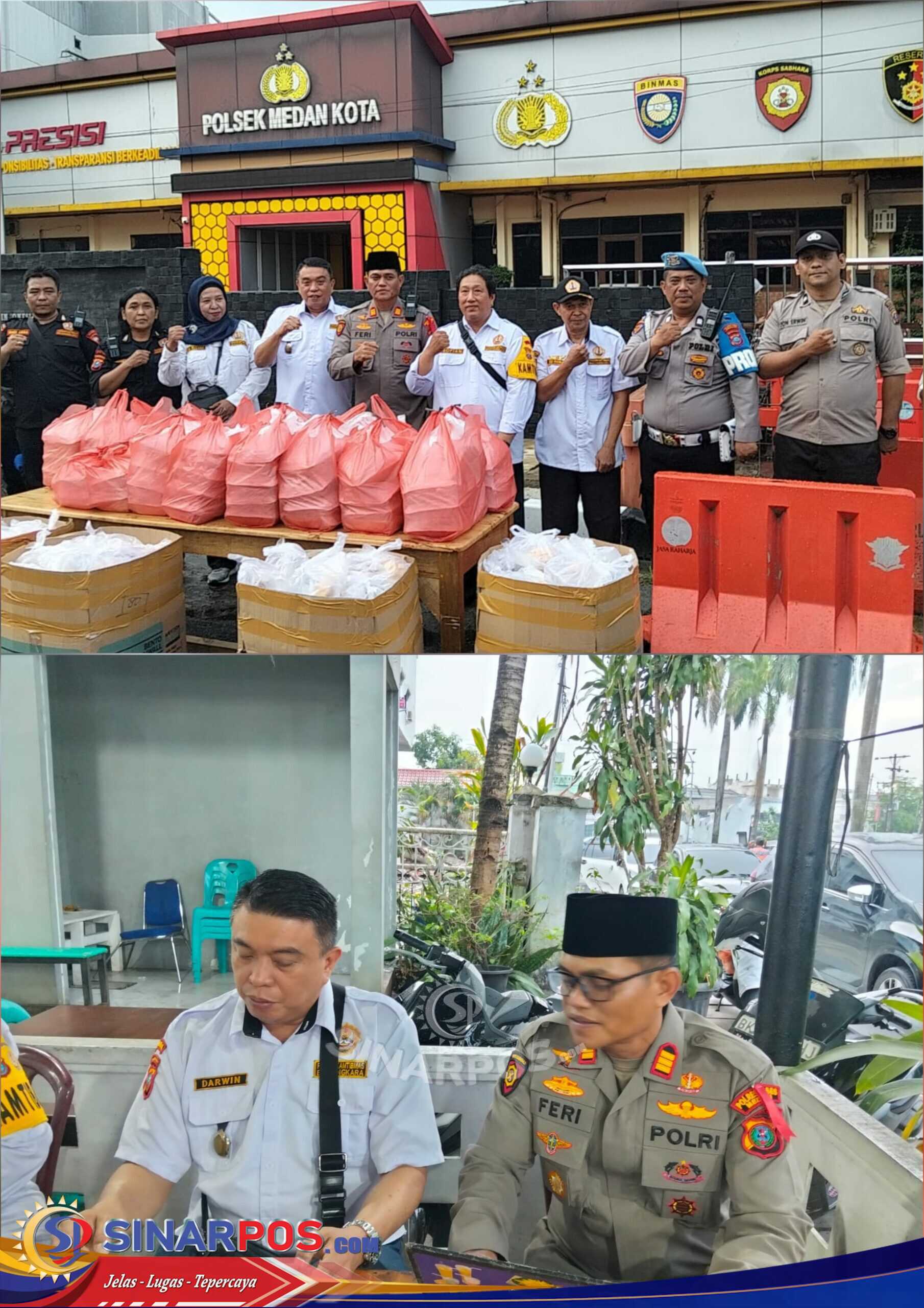 Sejuknya Berbagi!! Kapolsek Medan Kota Bersama Pokdarkamtibmas Bhayangkara Resor Medan Bagikan 1000 Takjil