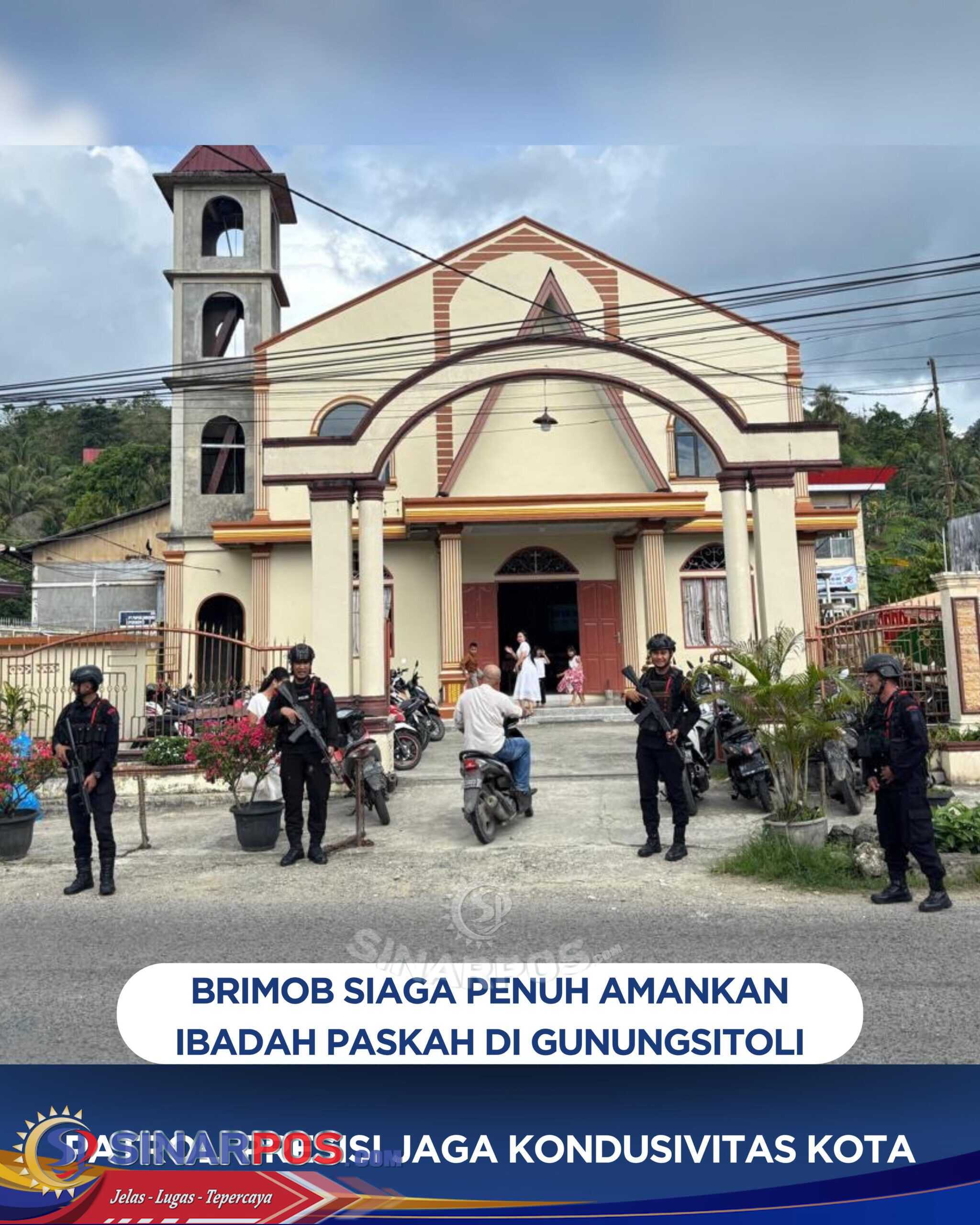 Brimob Siaga Penuh Amankan Ibadah Paskah di Gunungsitoli, Patroli Presisi Jaga Kondusivitas Kota